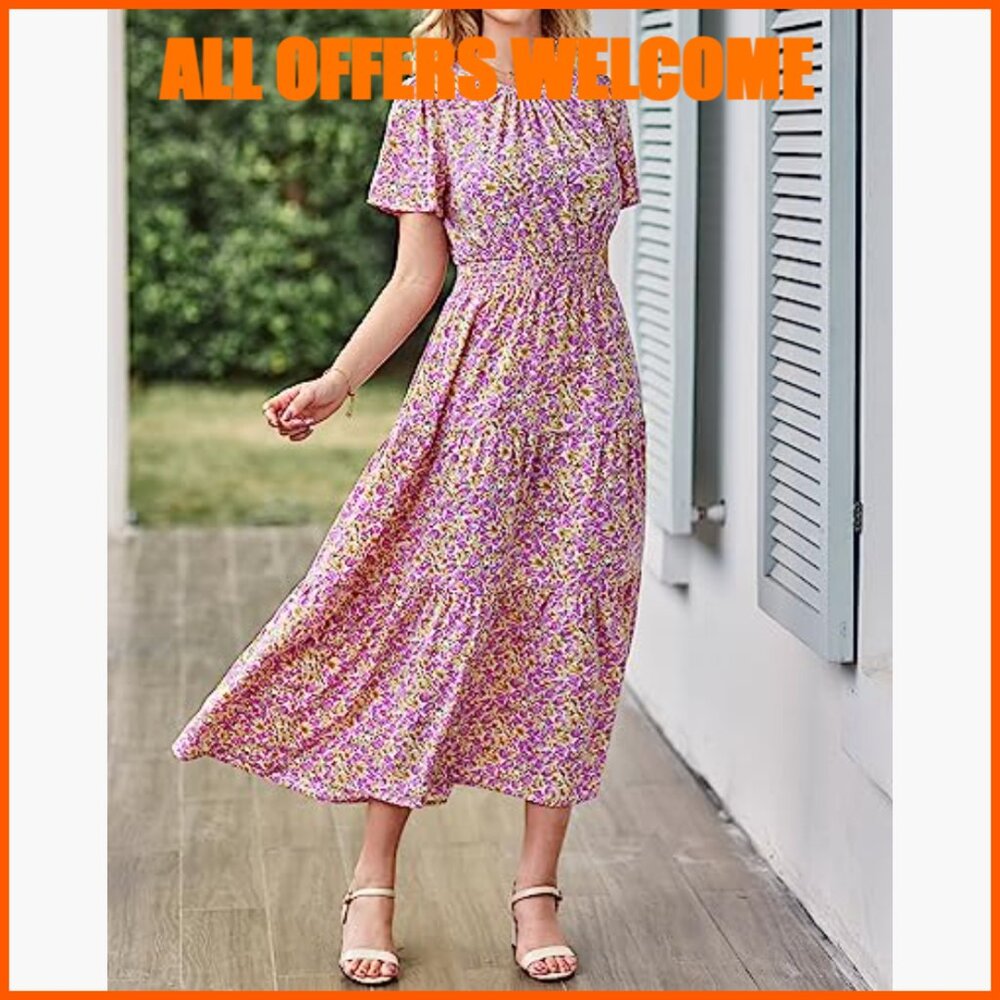 Polyester Elastane Flutter Sleeve Smocked Waist T… - image 6